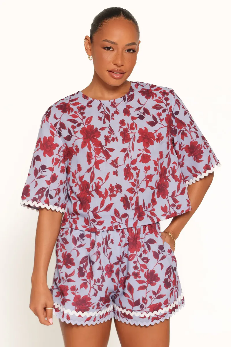 Hilde Short Set - Burgundy Floral