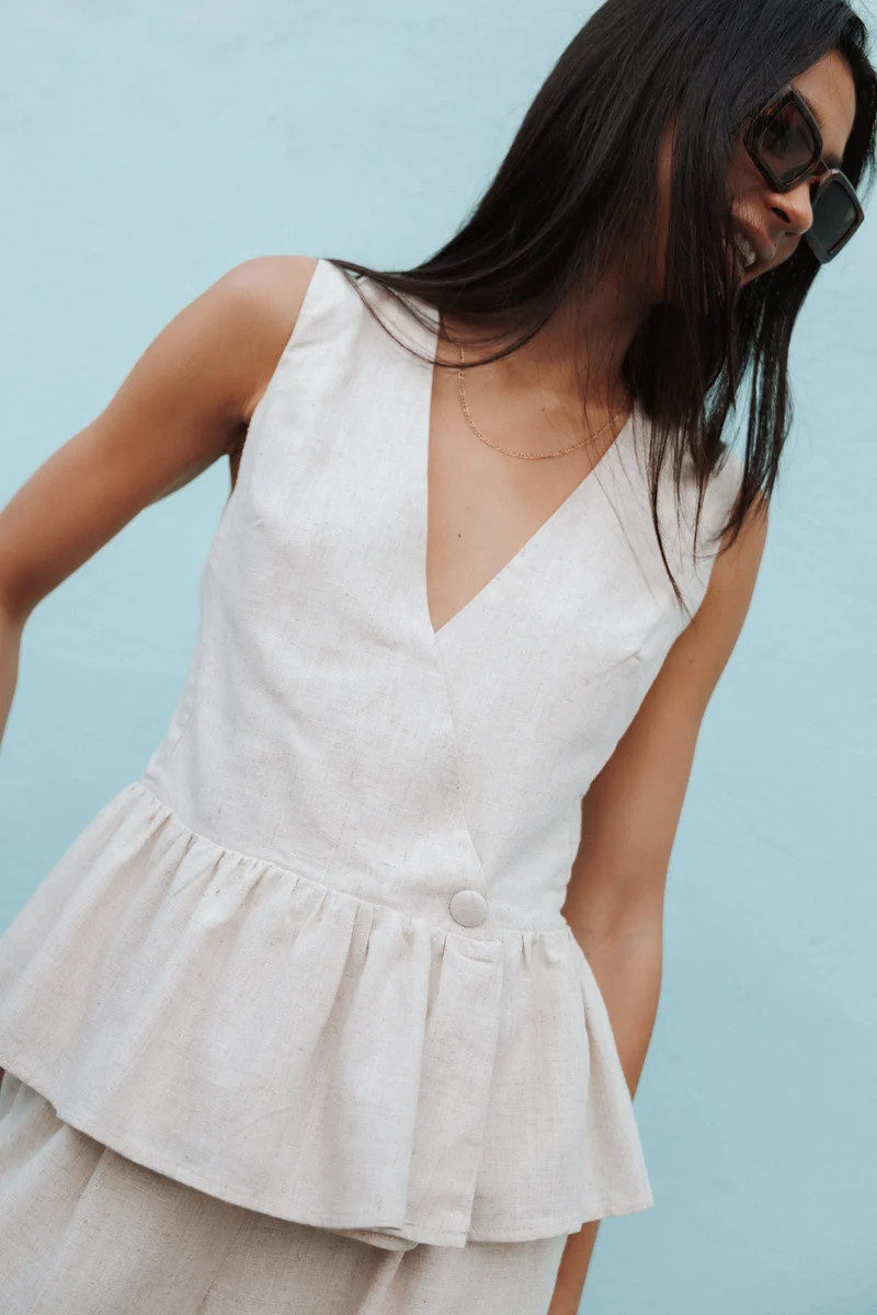 Vienna Vest Top - Oatmeal