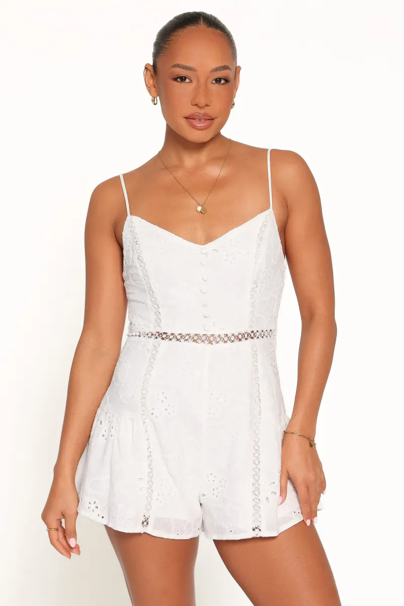 Presley Playsuit - White Broderie