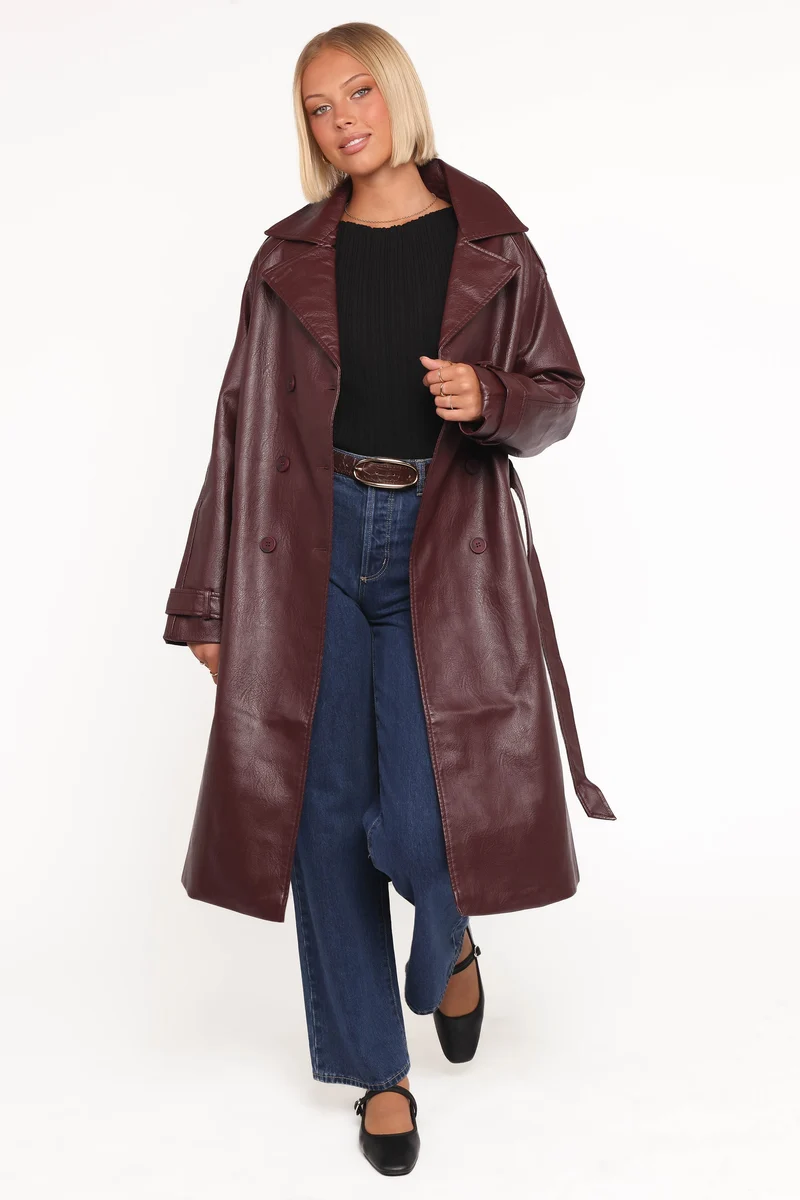Vita Faux Leather Jacket - Burgundy