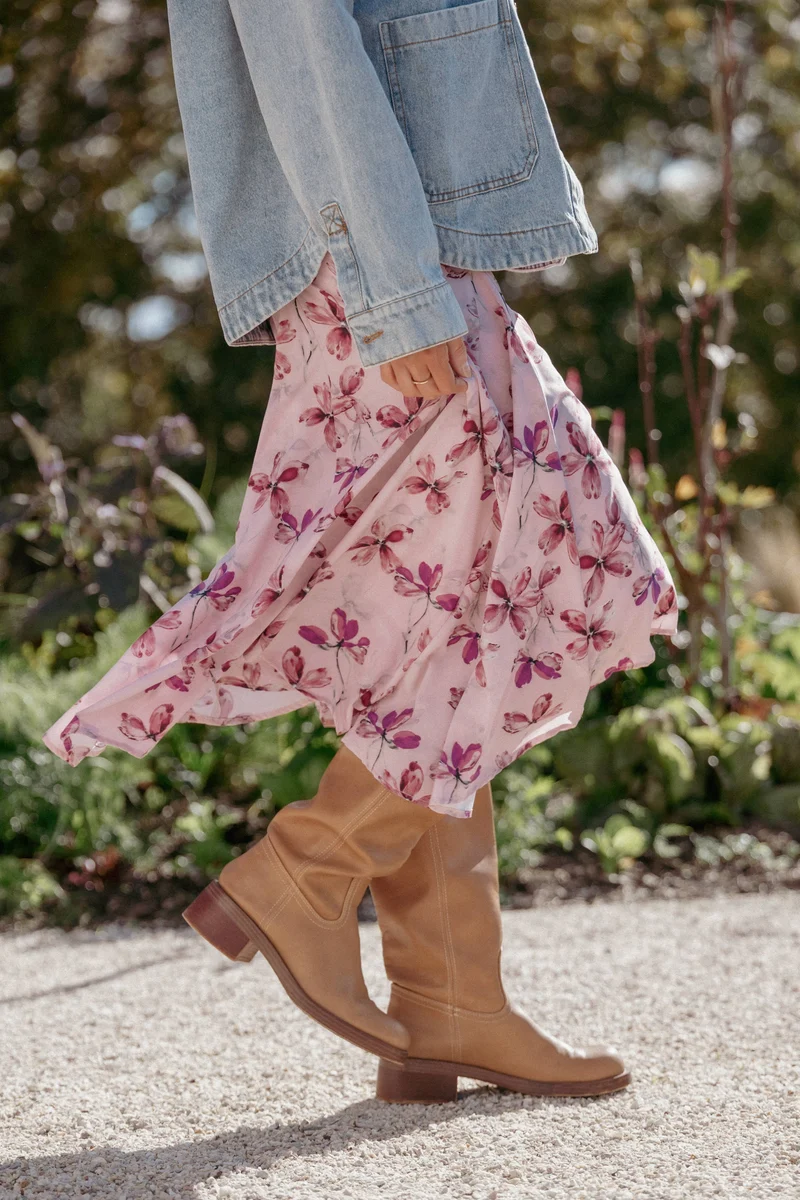Dennie Hanky Hem Skirt - Pink Floral