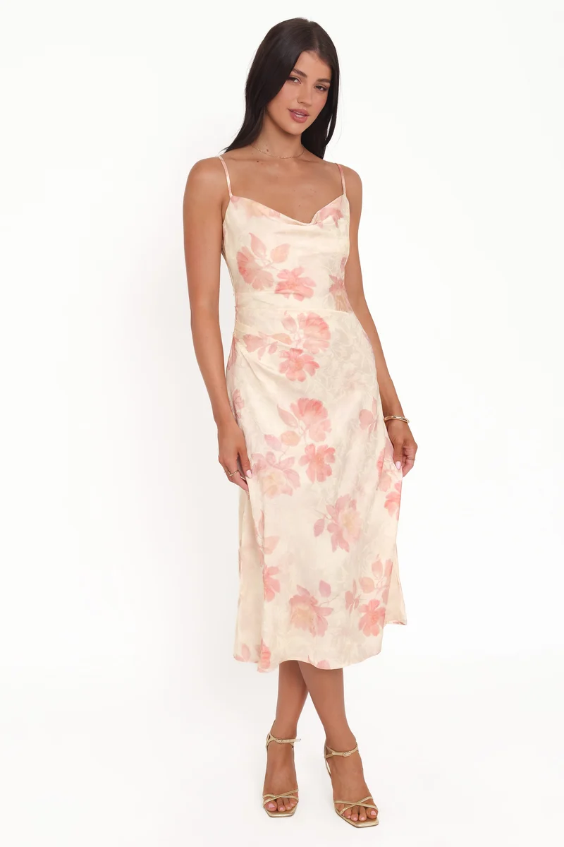 Sandrine Midi Dress - Pink Floral