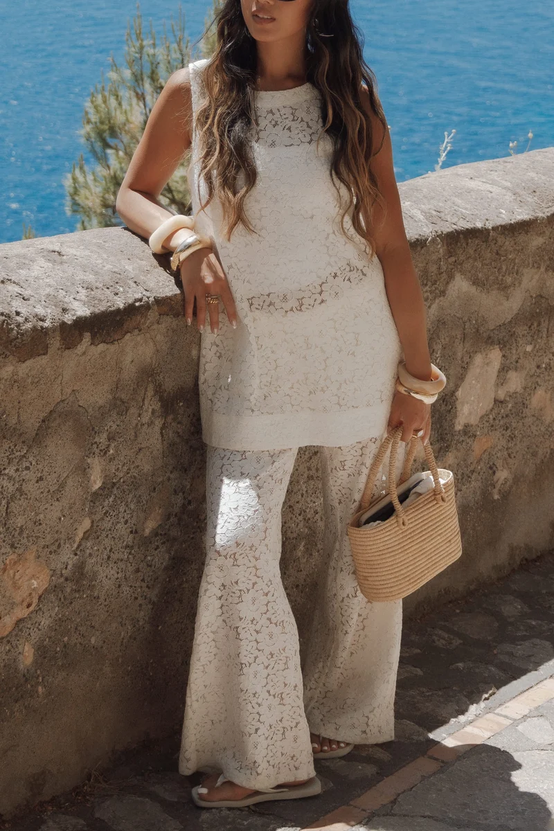 Sammy Embroidered Set - Cream Lace