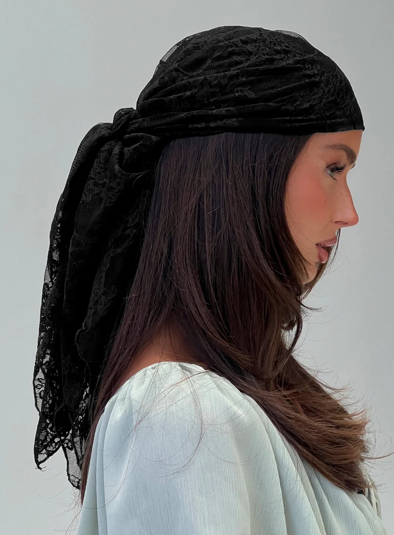 Nellie Hair Scarf Black Lace