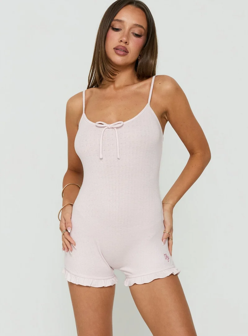 Vespra Frill Detail Sleep Playsuit Baby Pink