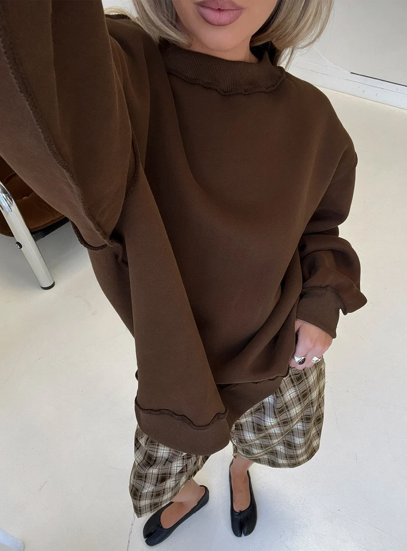 Laine Crew Neck Jumper Brown