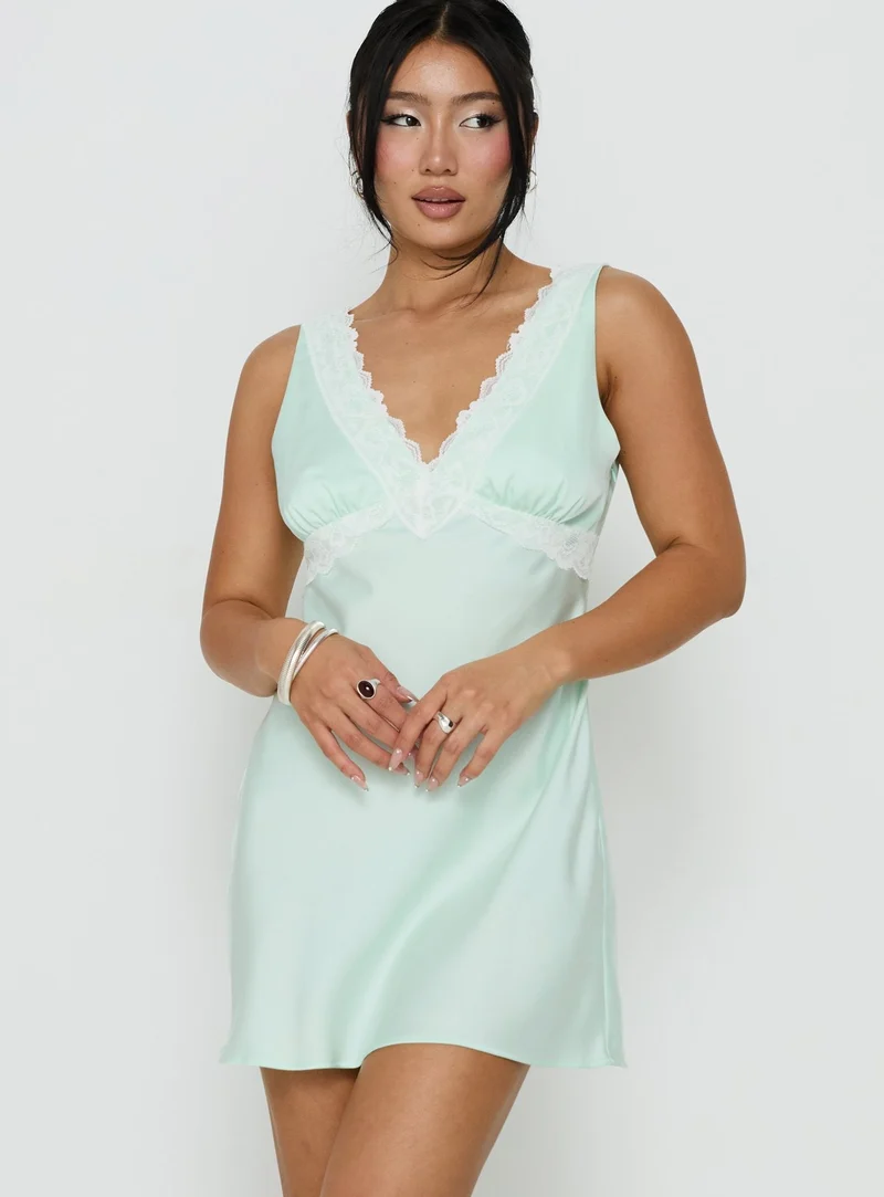 Laurelia Lace V Neck Mini Dress Jelly Mint