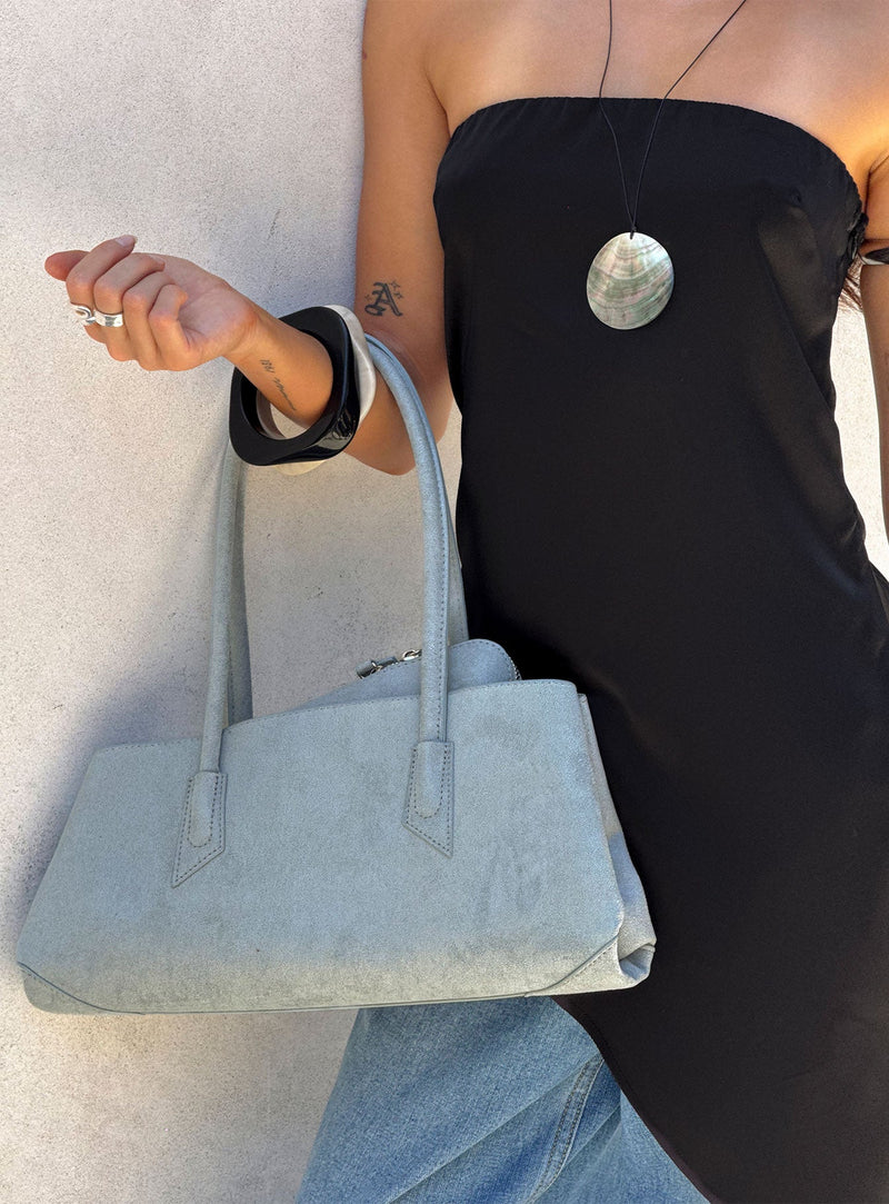 Hotshot Faux Suede Shoulder Bag Dusty Blue
