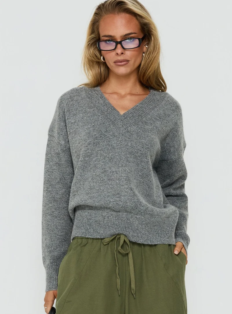 Aylana V Neck Jumper Dark Grey
