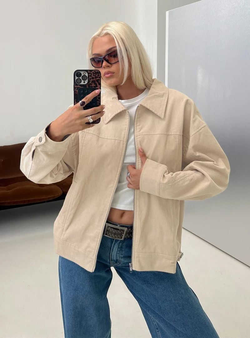 Goldsmith Corduroy Bomber Jacket Stone