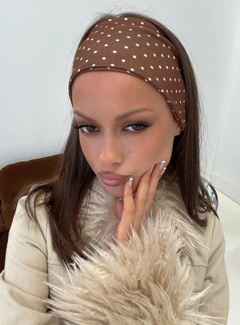 The Juney Headband Brown Polka