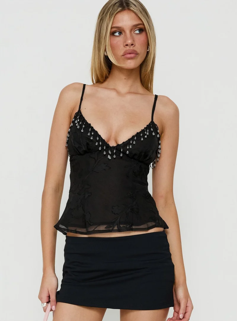 Roselea Beaded Cami Top Black