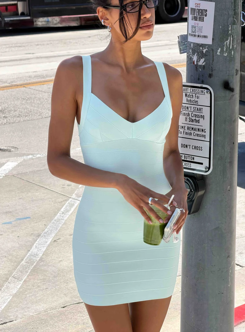 Justina Bandage Mini Dress Pastel Blue