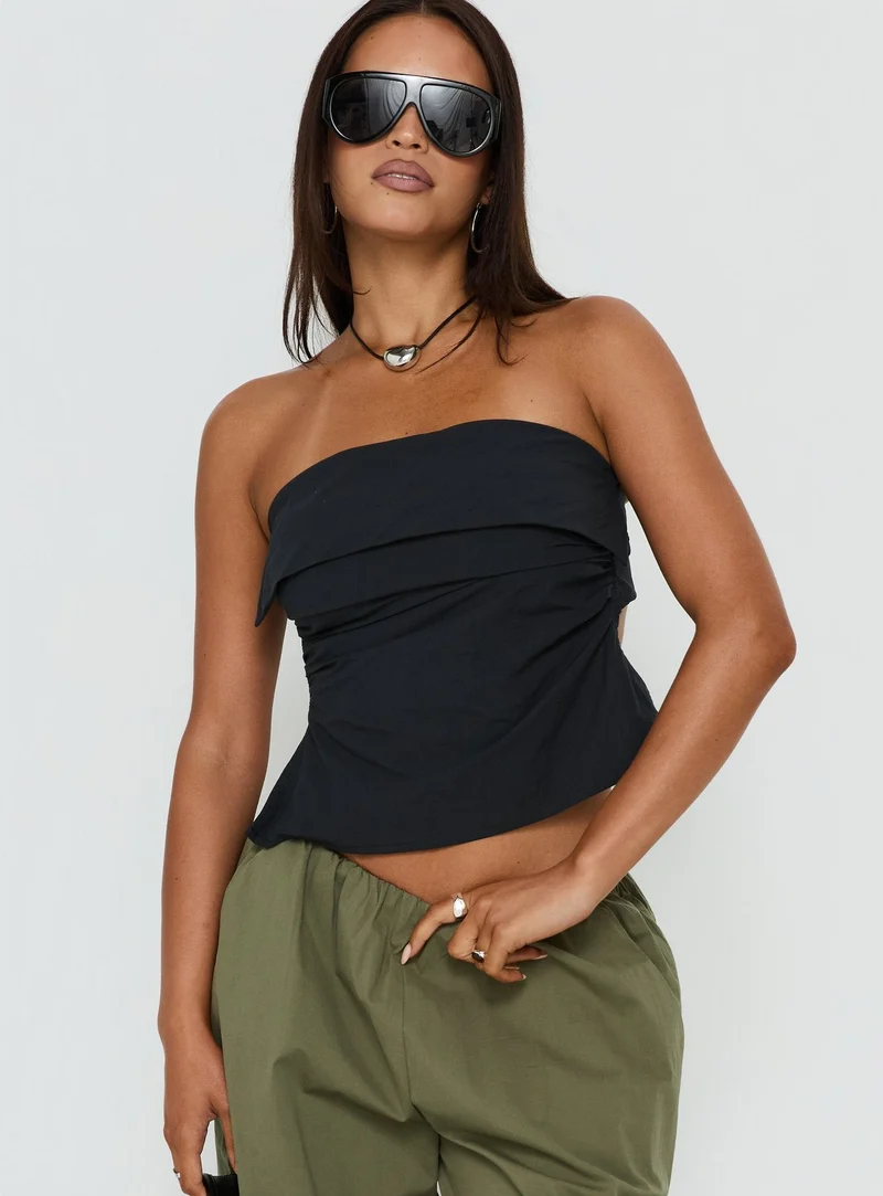 Christalle Strapless Tie Back Top Black