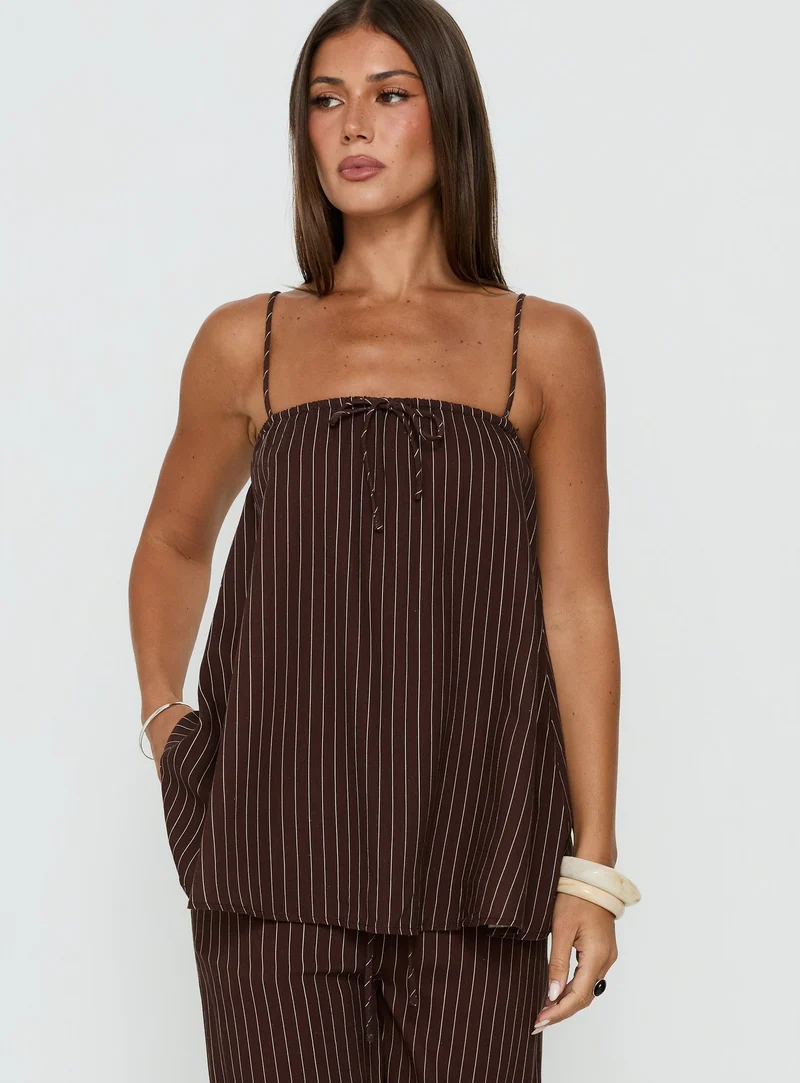 Amibella Boxy Cami Top Brown / Cream Stripe