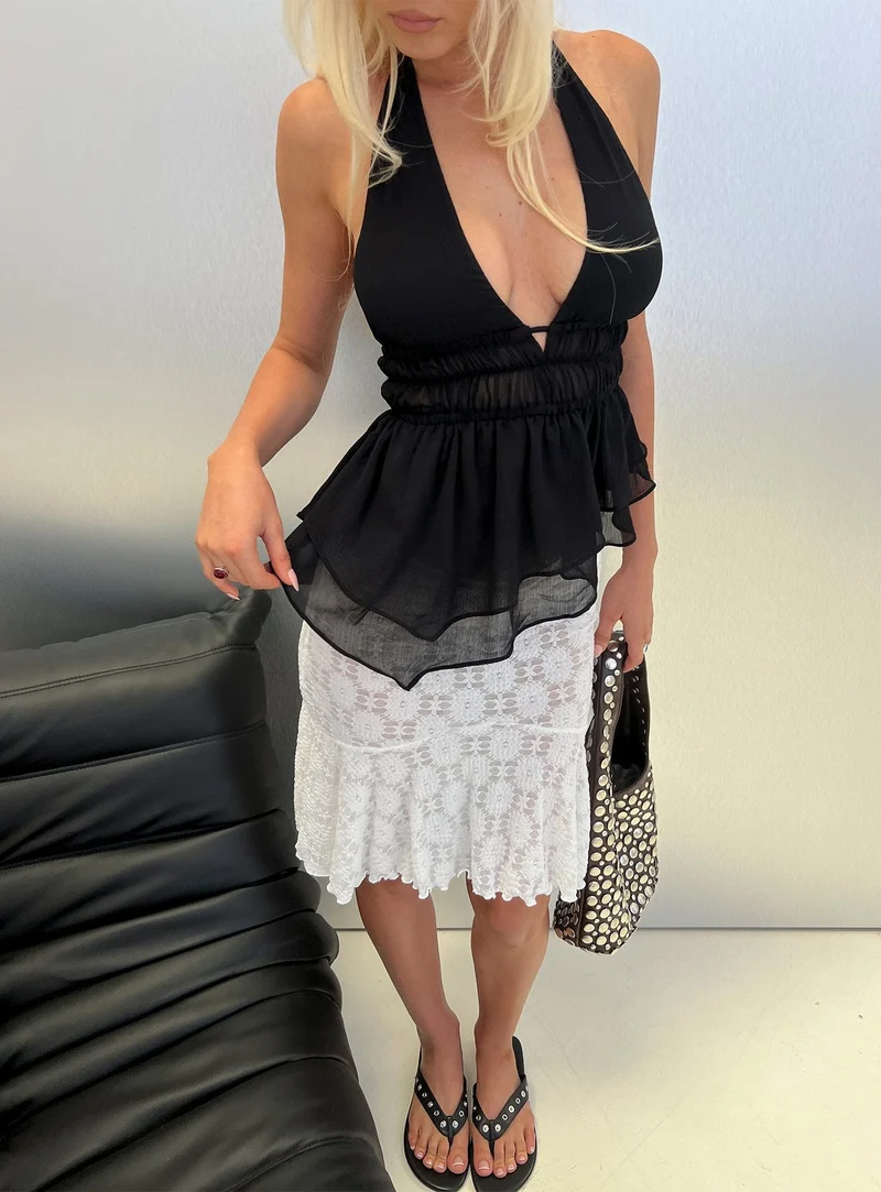 Lay It Halter Top Black