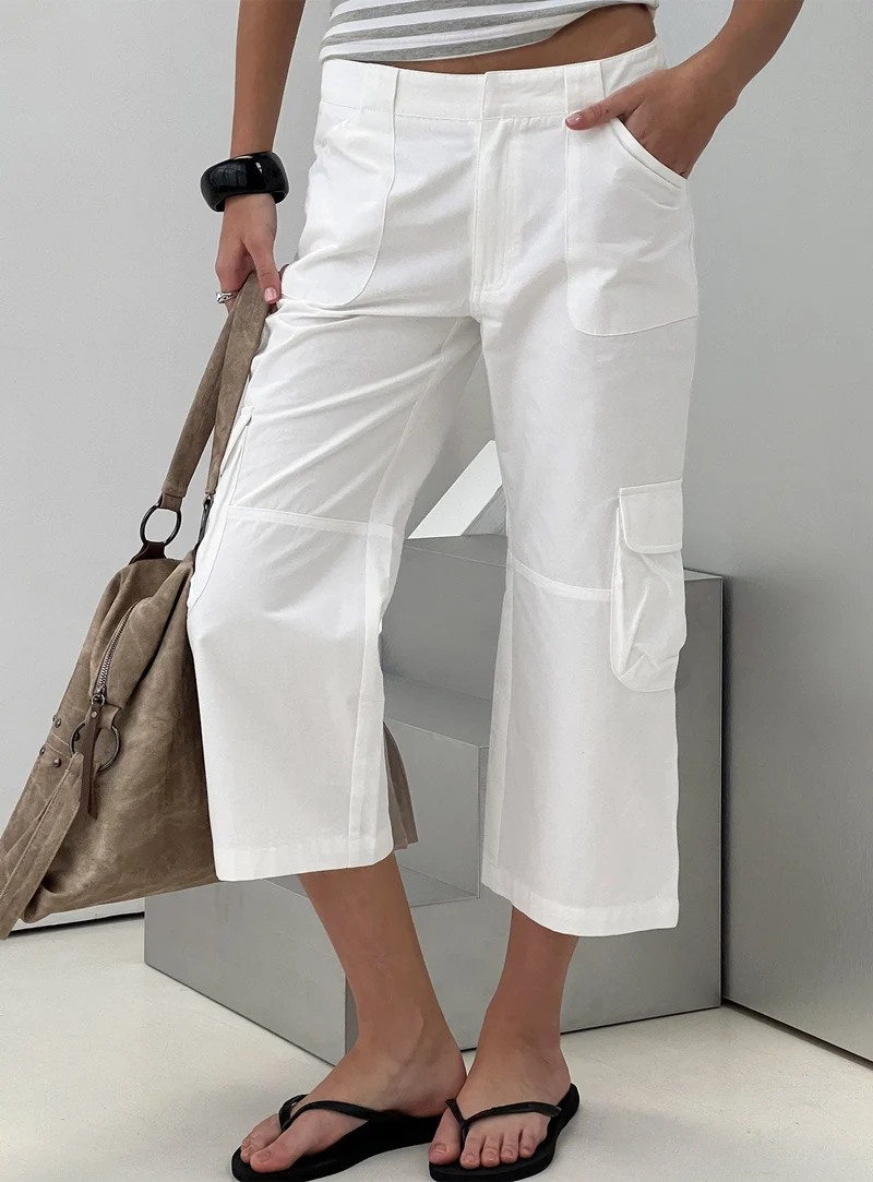 Indee Cropped Cargo Pants White