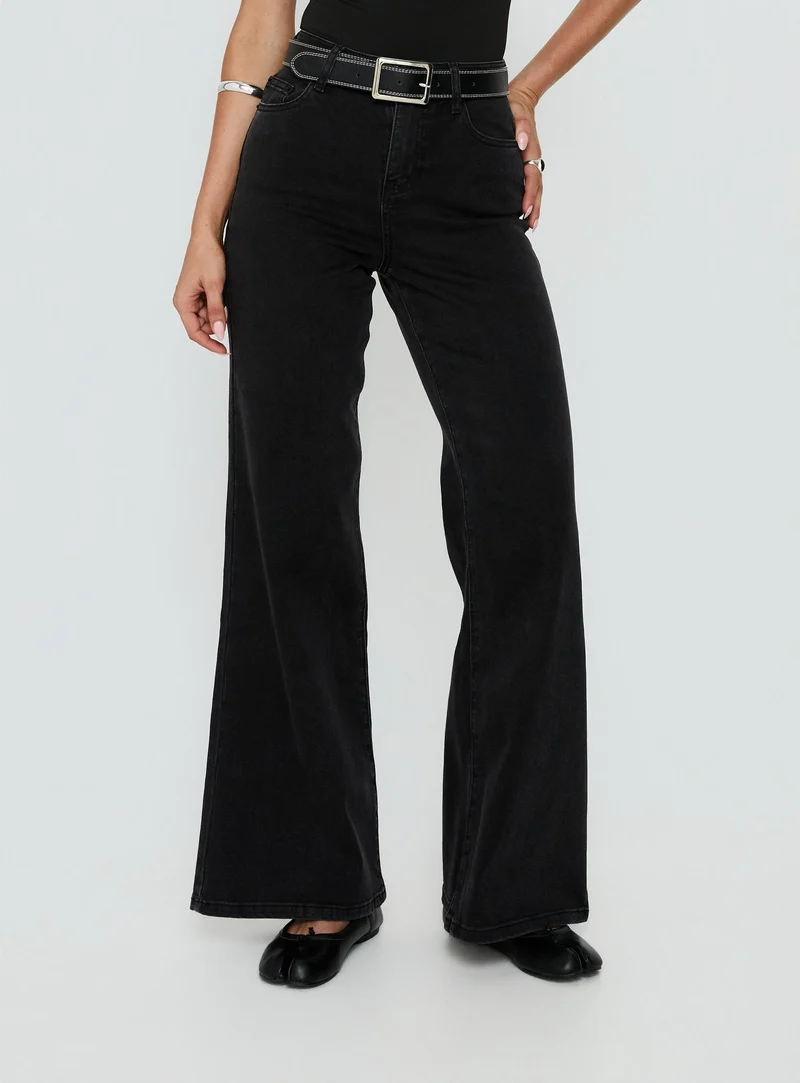 Thearlie High Rise Flared Jeans Washed Black