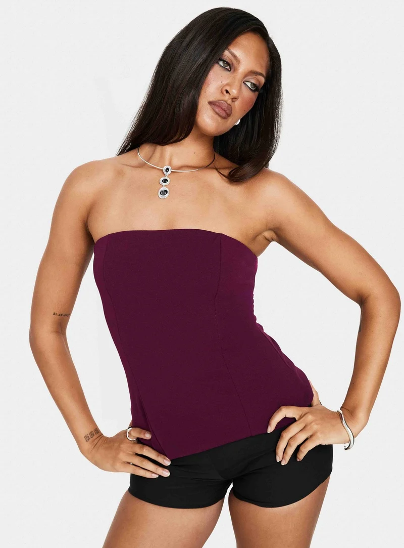 Loreto Strapless Tie Back Top Plum