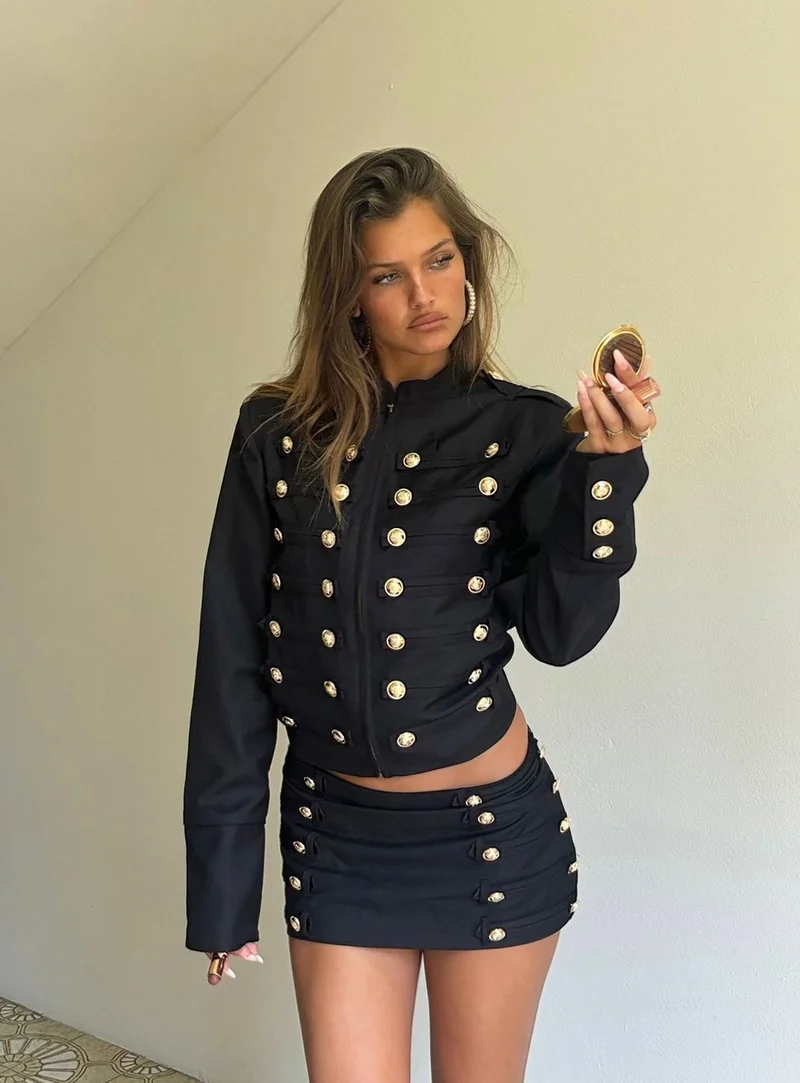 Rush Hour Button Detail Jacket Black