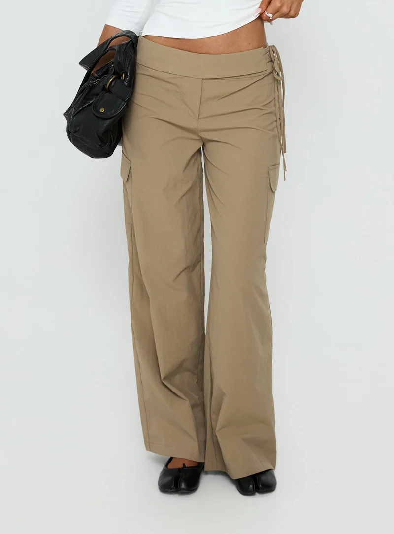 Rosemonde Tie Side Cargo Pants Khaki