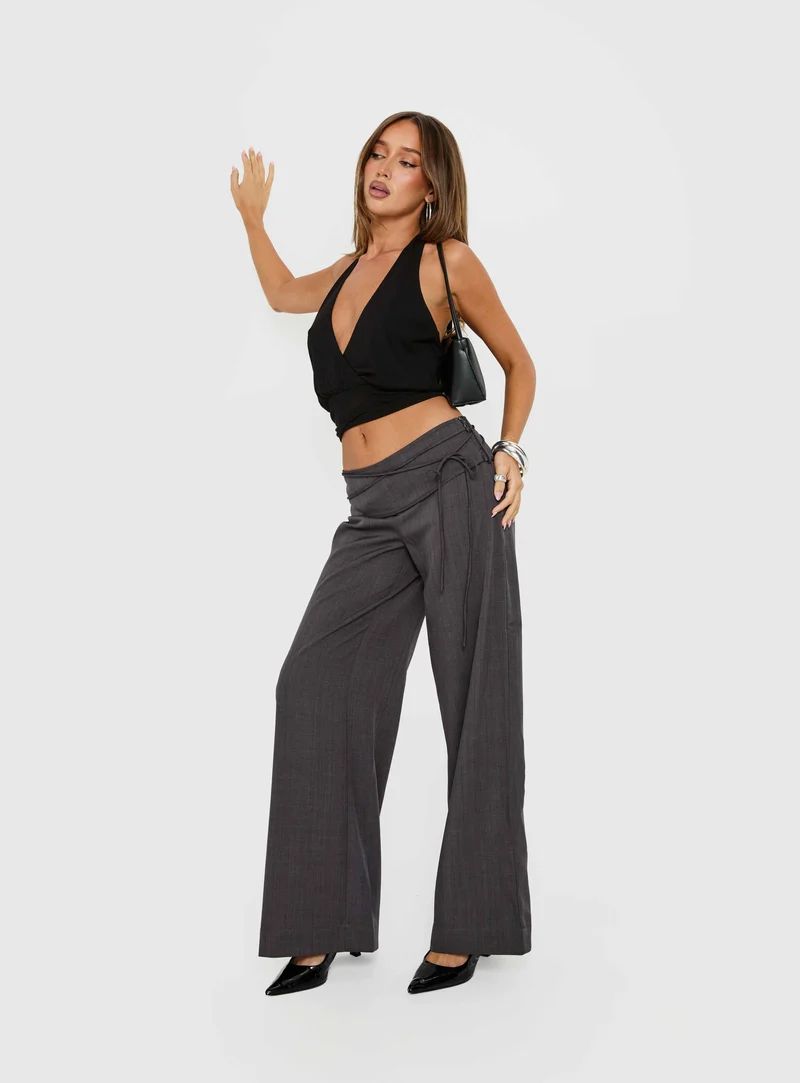 Silver Moon Tie Pants Charcoal