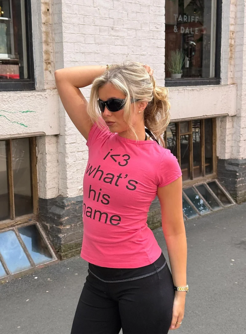 What's His Name Graphic Top Hot Pink