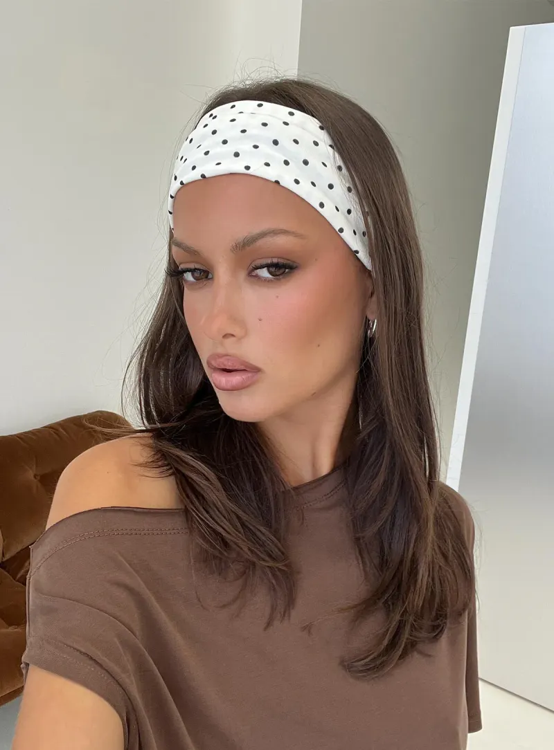 The Juney Headband Cream Polka