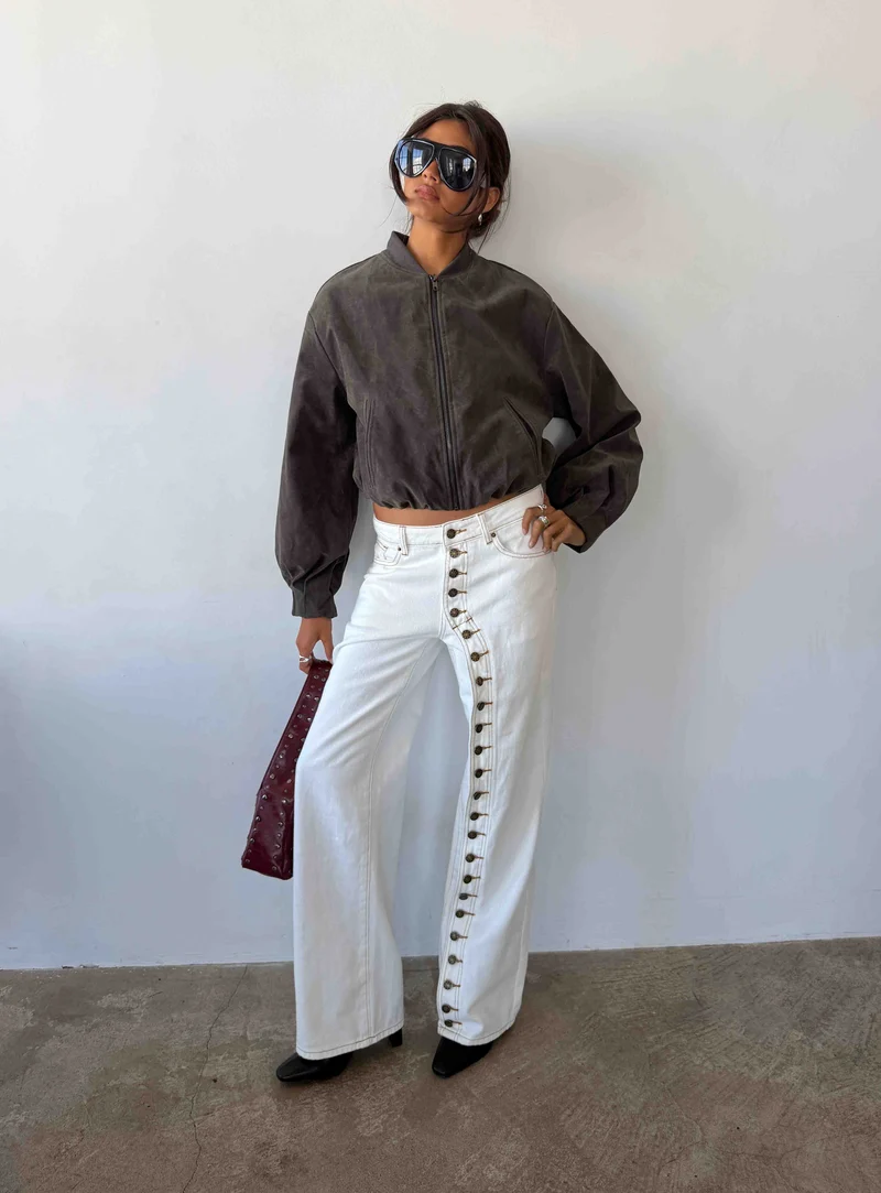 Penny Mid Rise Straight Leg Jeans White