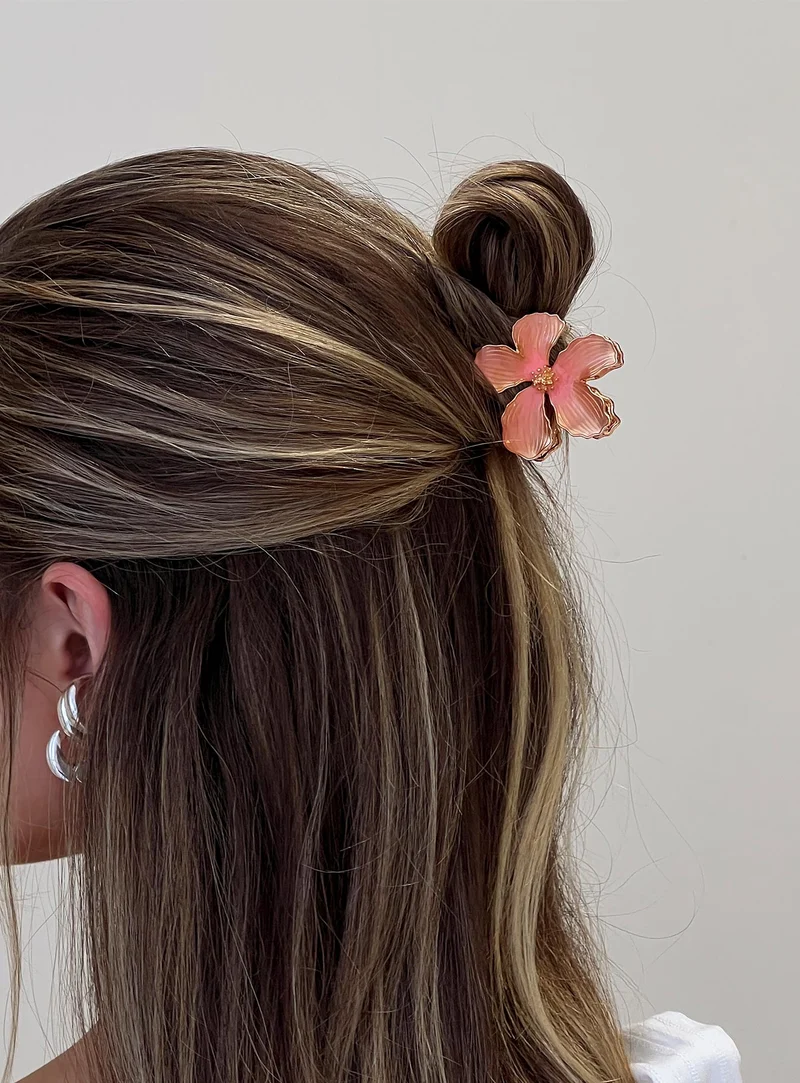 Luhna Floral Claw Clip Orange