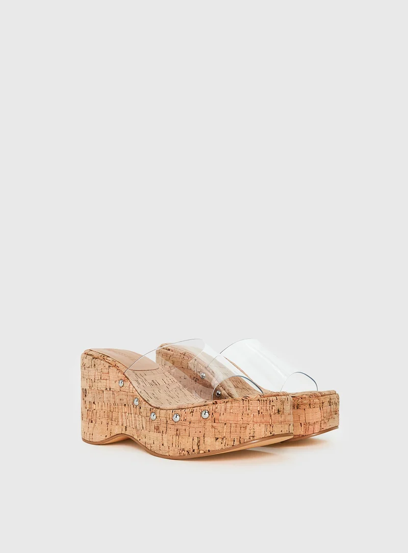 Pale Moonlight Platform Heels Cork / Clear