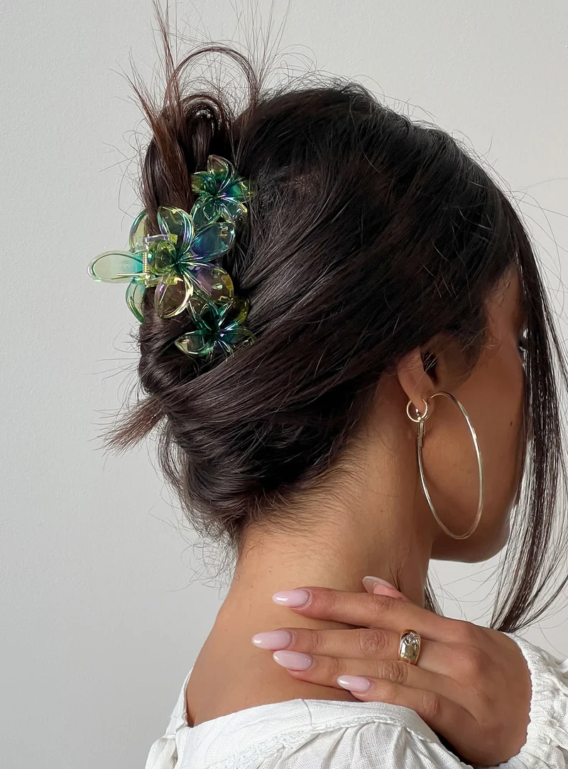 Radiant Beam Floral Hair Clip Yellow / Green