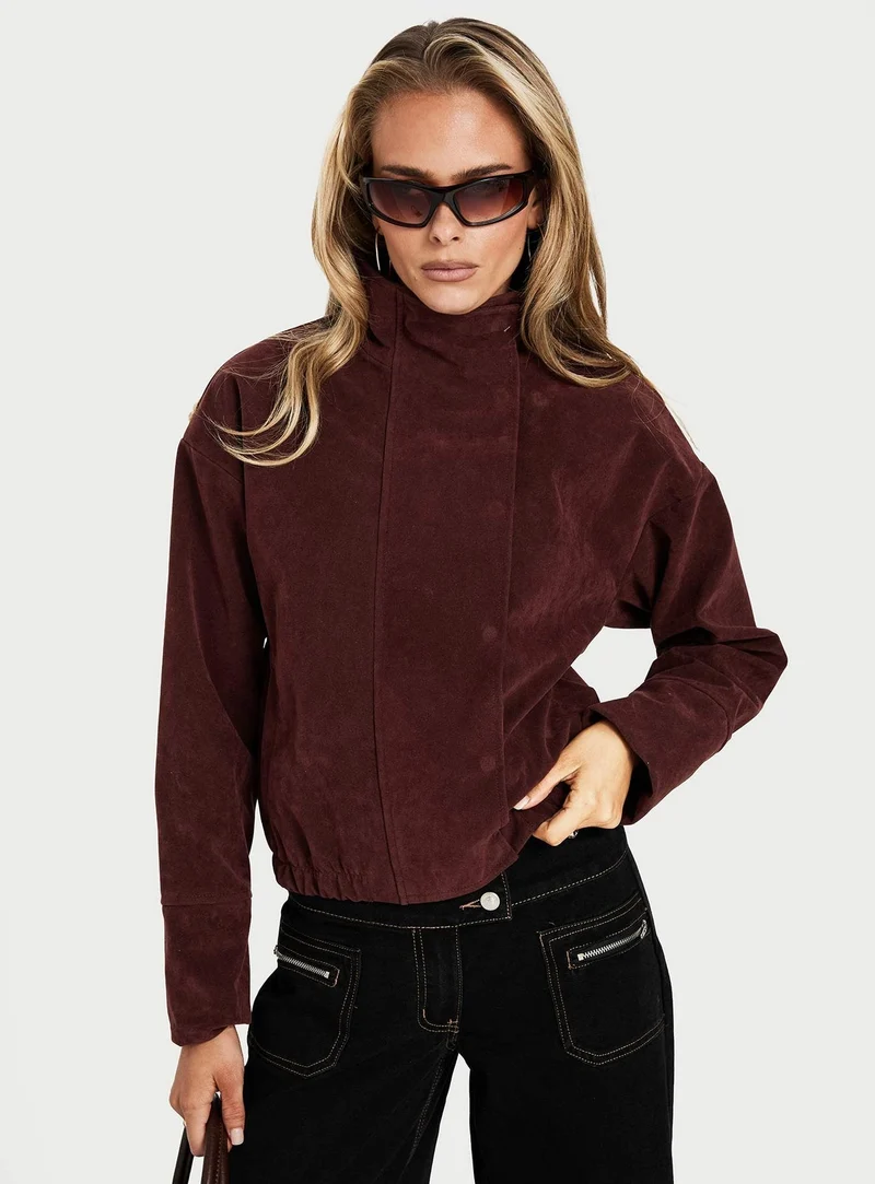 Tayne Funnel Neck Jacket Burgundy