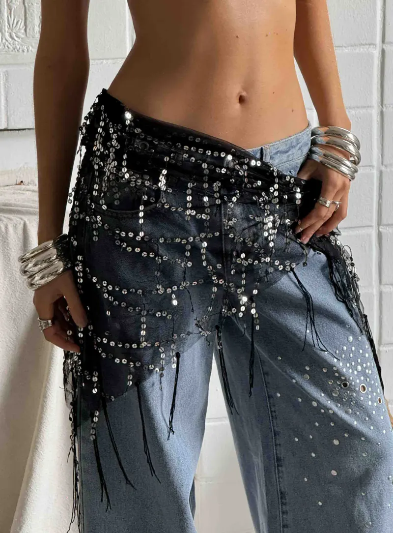 Eager Heart Sarong Sequin Black / Silver