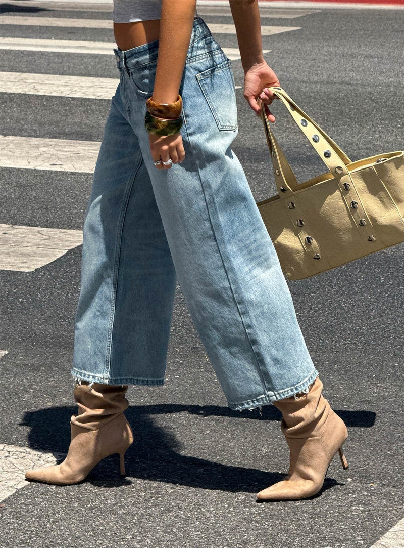 Sooki Low Rise Cropped Jeans Light Vintage Blue