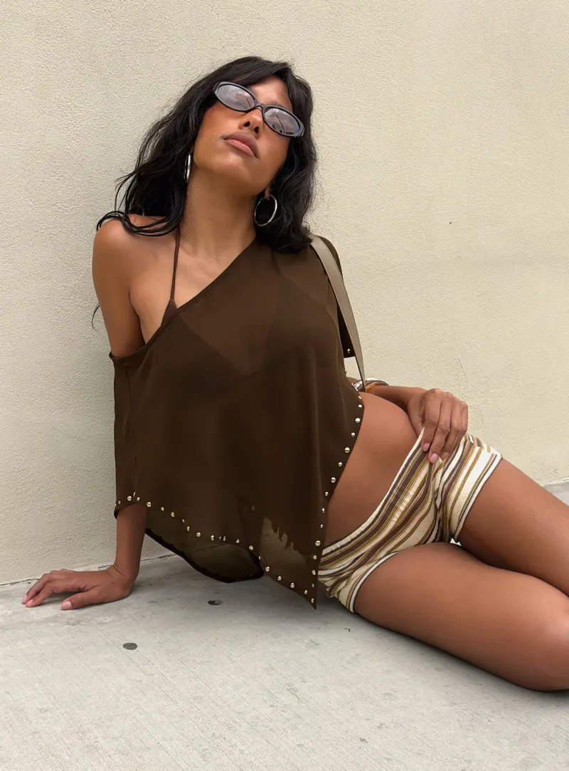 Safe Space Sheer Poncho Brown