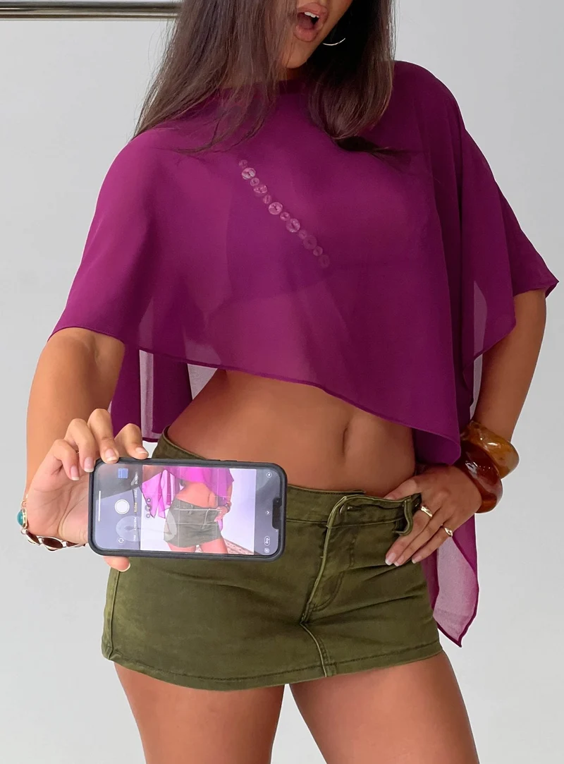 Mairelle Sheer Poncho Plum