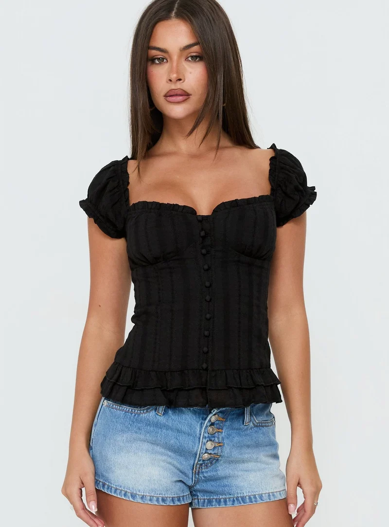 Suiter Frill Detail Top Black