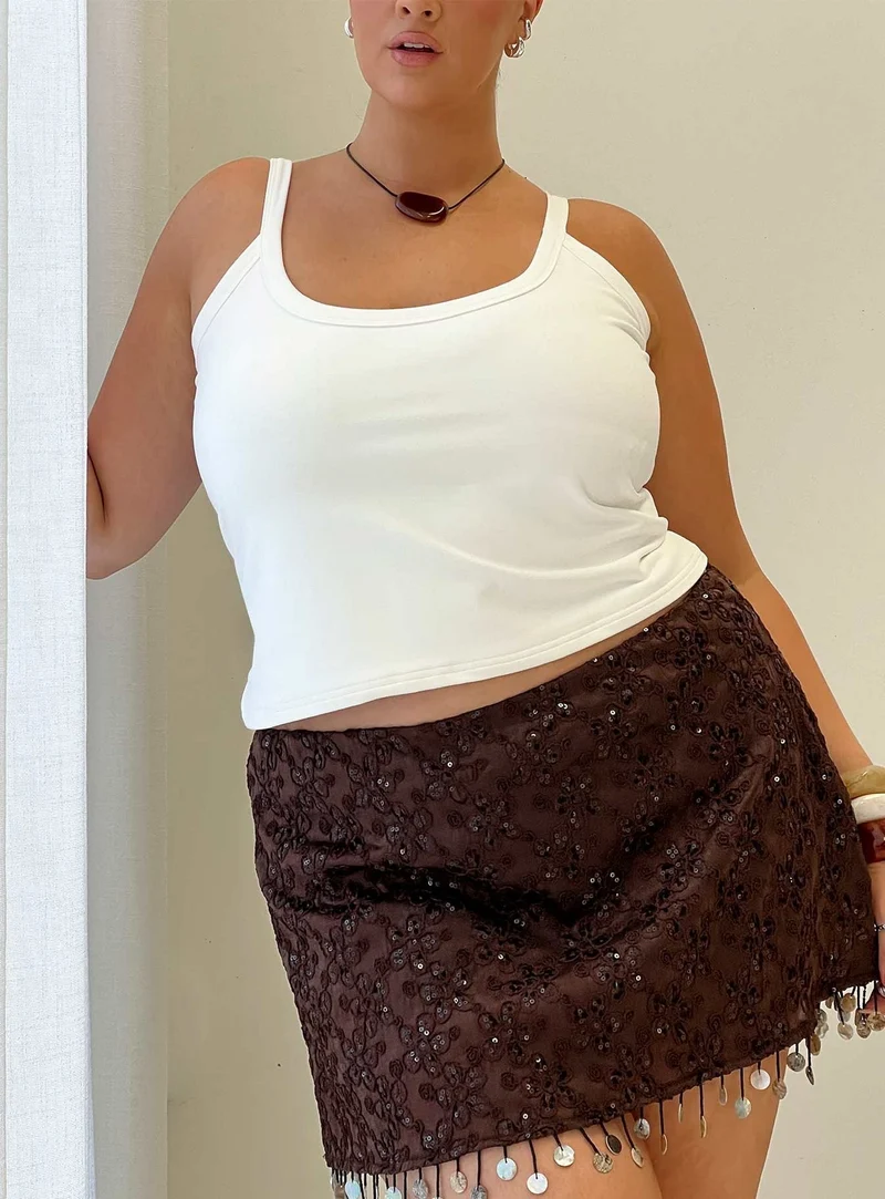 Kasper Cinched Longline Tank Top White Curve
