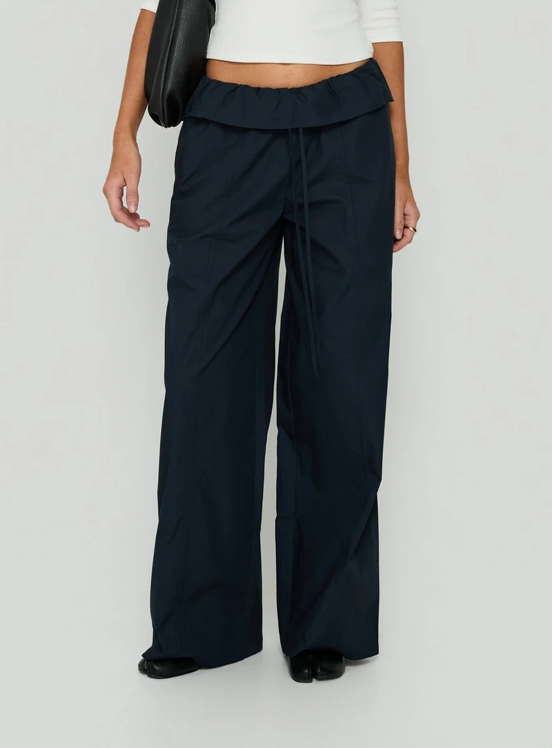 Amaiza Frill Drawstring Straight Leg Pants Navy