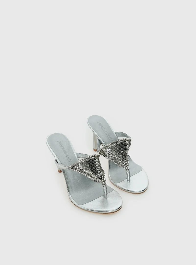 Miss You More Glitter Mesh Heels Silver