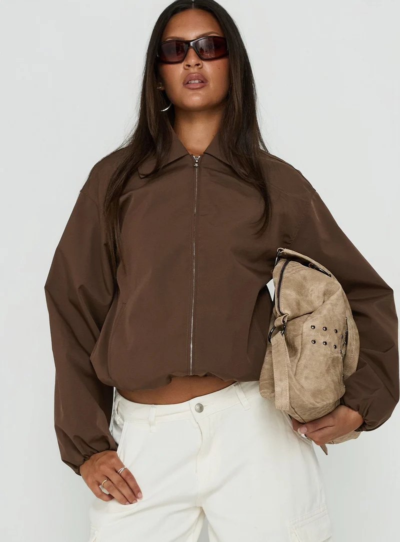 Scorpia Canvas Bomber Jacket Dark Brown