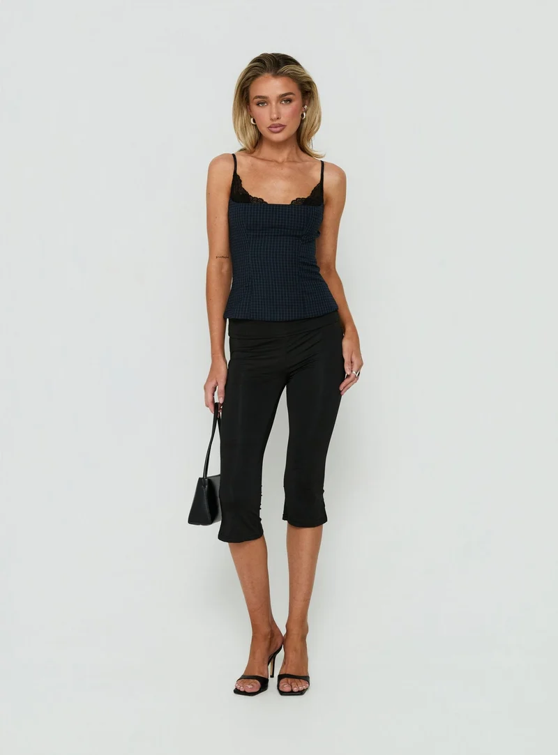 Avedon Foldover Waist Capri Pants Black