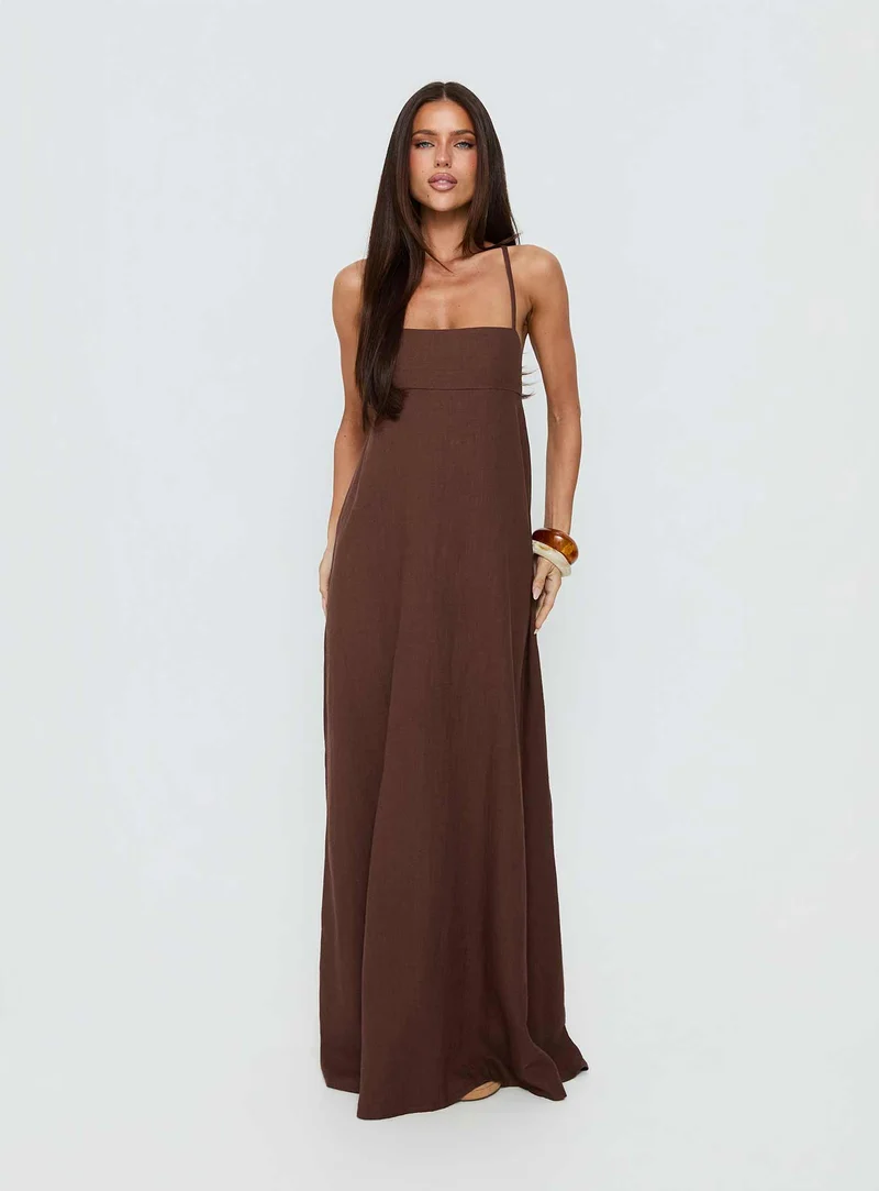 Solie Tie Back Maxi Dress Chocolate