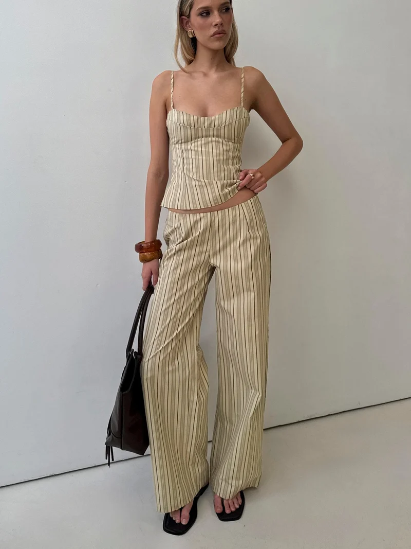 Kierstyn Corset Set Beige Stripe