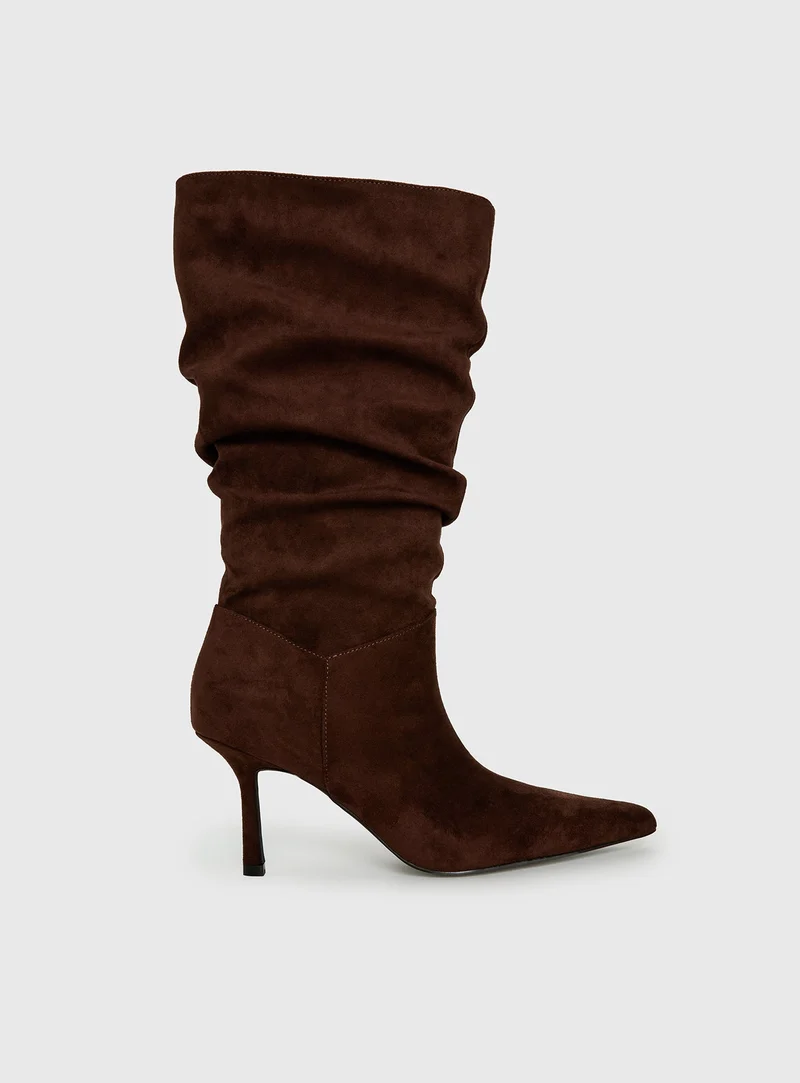 Such A Charmer Faux Suede Scrunch Boot Chocolate