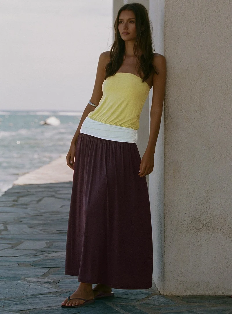 Heart Swarm Colour Block Strapless Maxi Dress Multi