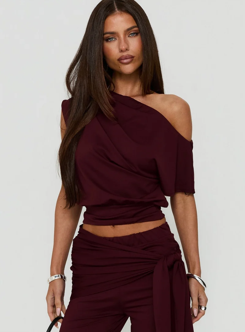 Hadlia Off Shoulder Top Burgundy