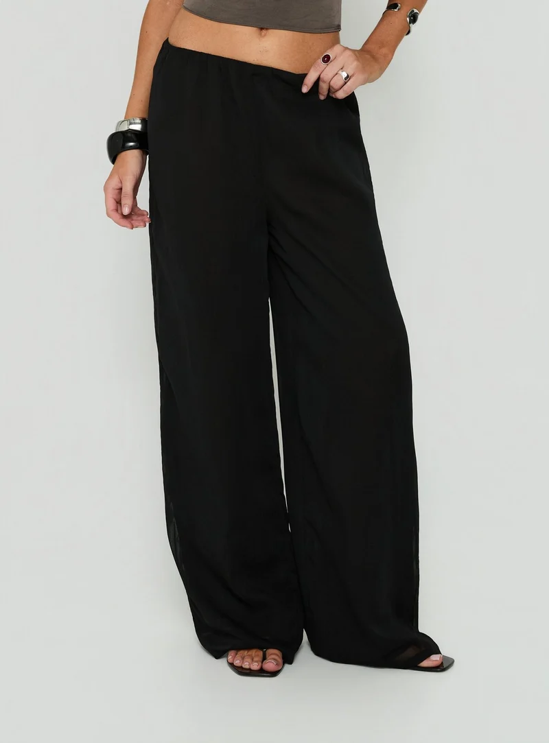 Annamarie Sheer Chiffon Elasticated Waist Pants Black