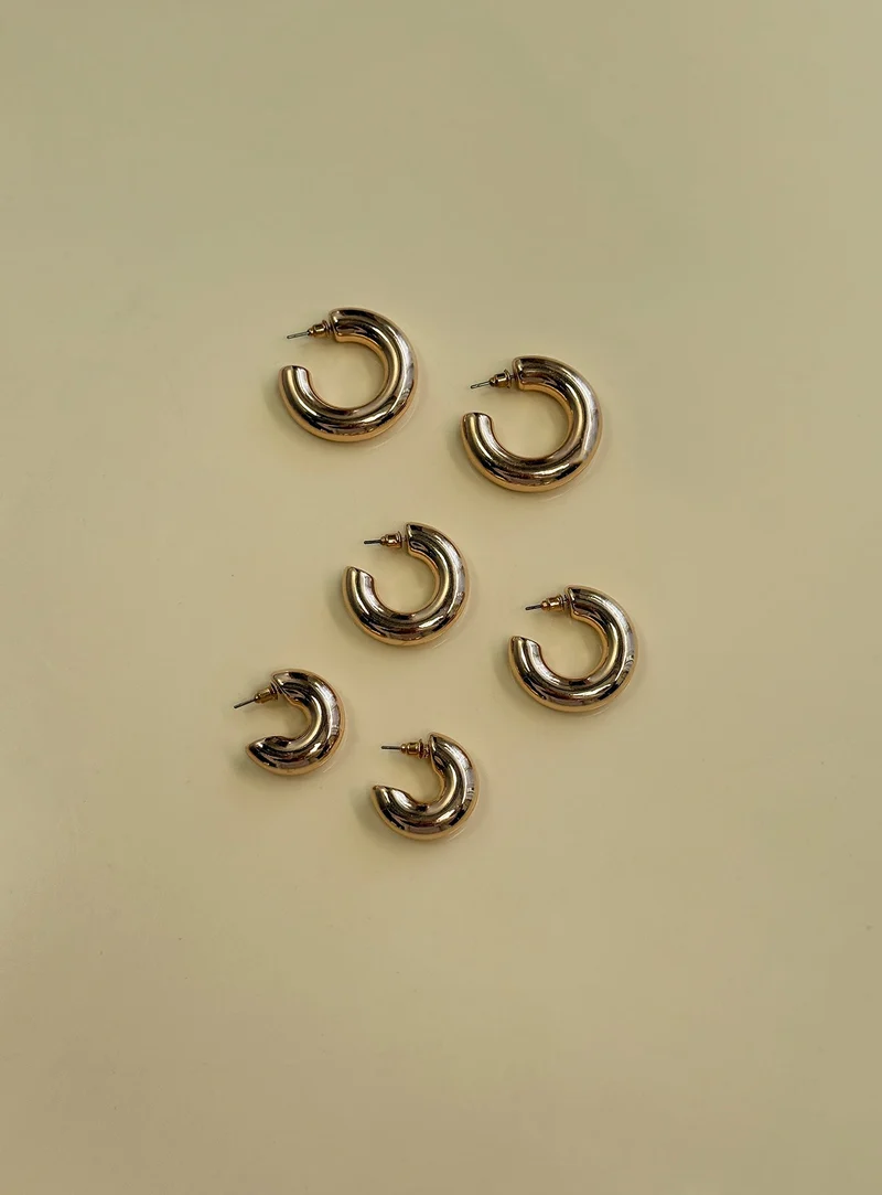 Delah Hoop Earring Pack Gold